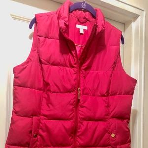 Charter Club Puffer Vest;  Pink/Raspberry,  Size L, Very Good Condition